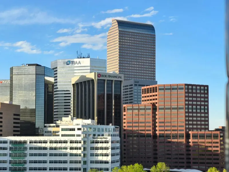 Downtown Denver's towers on a clear day