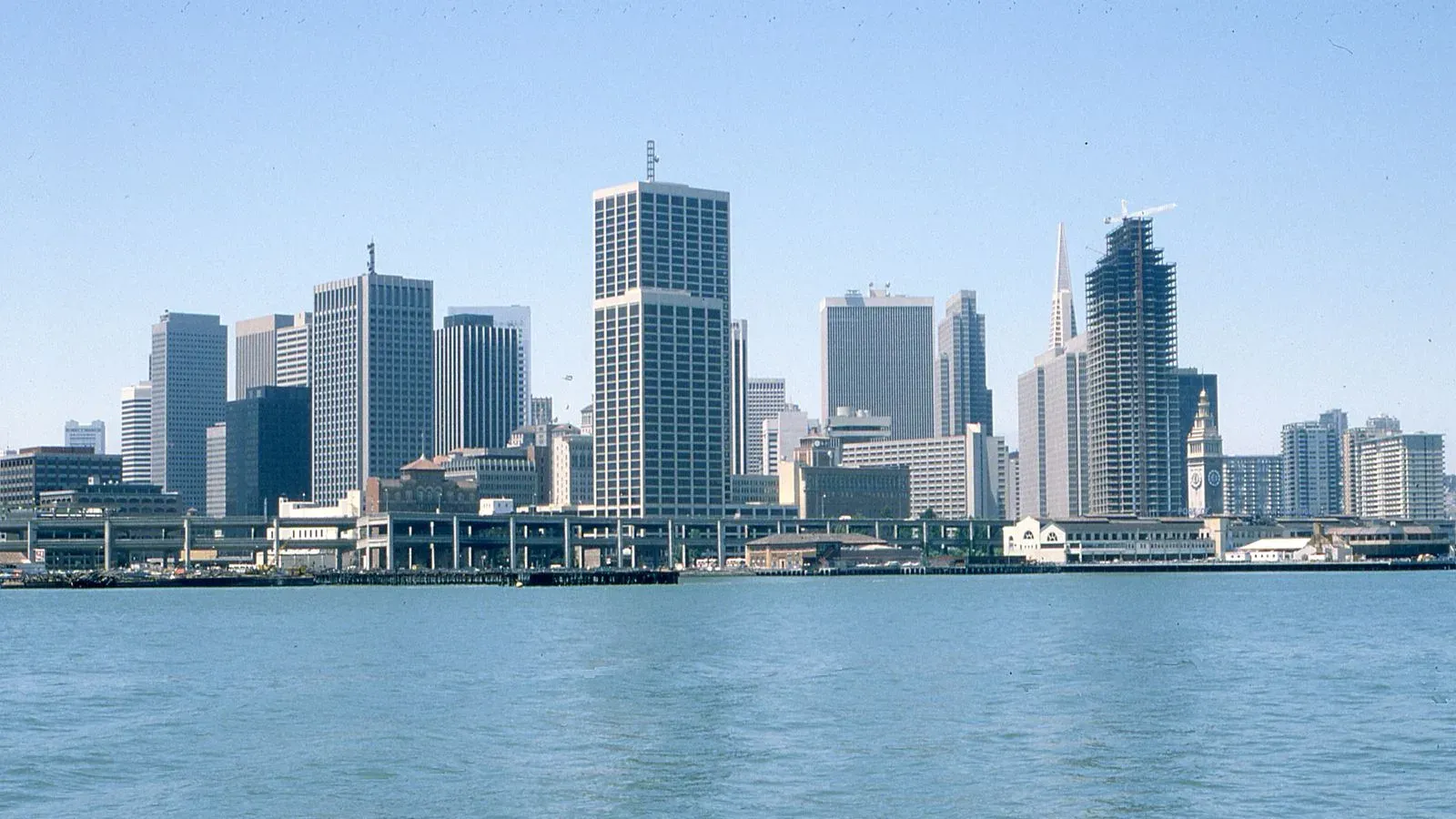 The San Francisco skyline seen across the bay on a clear day